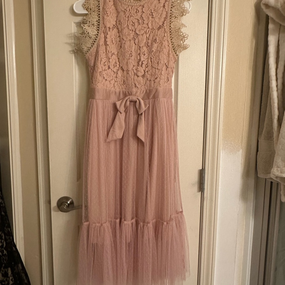 Elegant Lace Pink Dress
